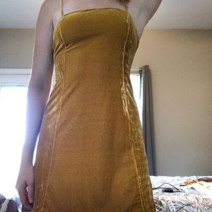 Honey colored velvet dress